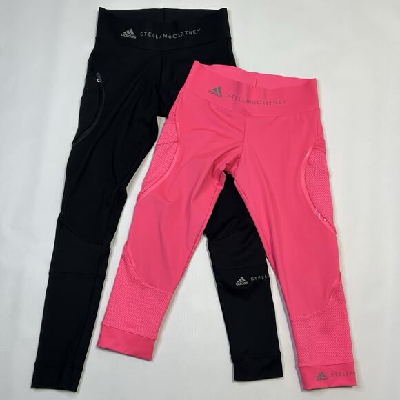 Adidas Stella McCartney Performance Essentials Tights XS Pink Black Lot Of 2 - Picture 2 of 16